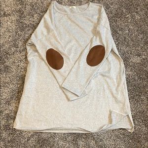 Grey long sleeve tunic with elbow patches